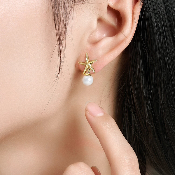 Ohrstecker Seestern aus 925 Sterlingsilber & Perlen - FALKENKOENIG SCHMUCK & Piercing Online Shop