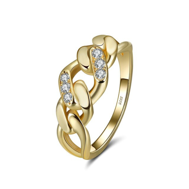 Silberring Chain Gold Sterlingsilber - FALKENKOENIG SCHMUCK & Piercing Online Shop