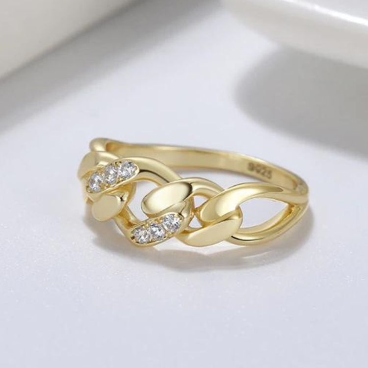 Silberring Chain Gold Sterlingsilber - FALKENKOENIG SCHMUCK & Piercing Online Shop