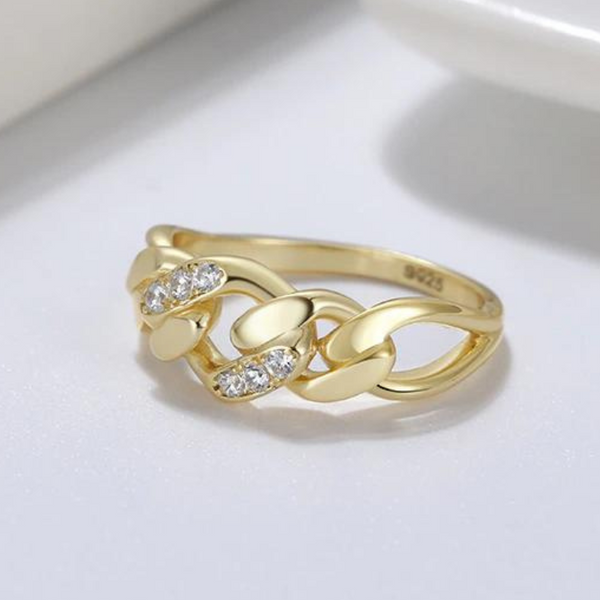 Silberring Chain Gold Sterlingsilber - FALKENKOENIG SCHMUCK & Piercing Online Shop