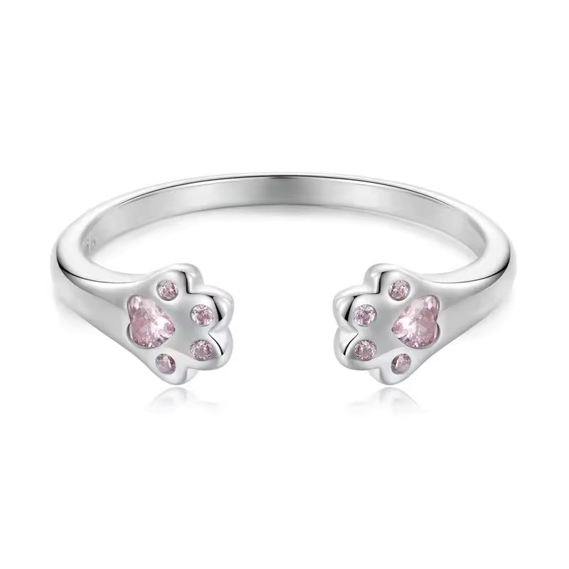 Verstellbarer PAW Fingerring Pfoten Sterlingsilber - FALKENKOENIG SCHMUCK & Piercing Online Shop