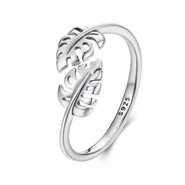 Fingerring Ring Monstera Tropisch Silber Zirkonia Kristalle - FALKENKOENIG SCHMUCK & Piercing Online Shop