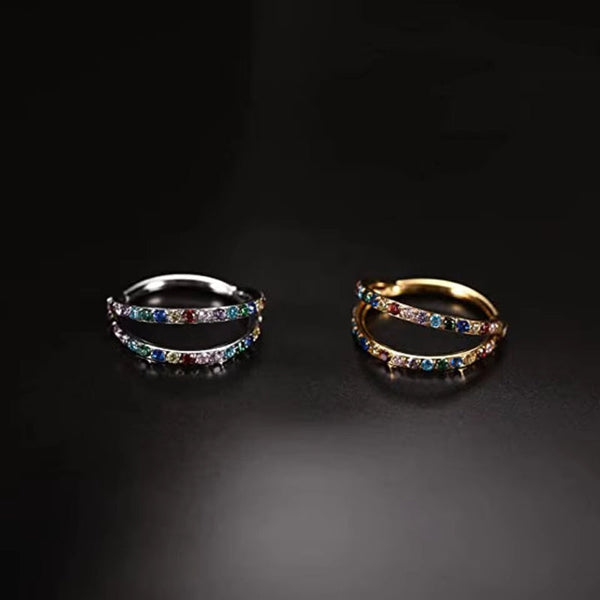 Silber Doppel-Nasenring Piercing Titan - FALKENKOENIG SCHMUCK & Piercing Online Shop