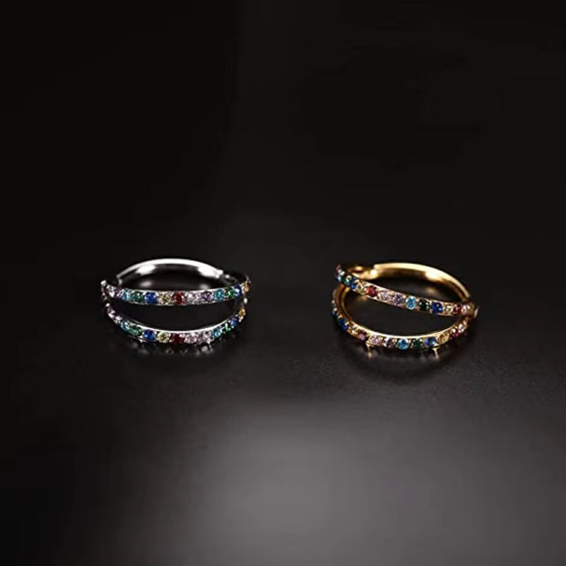 Silber Doppel-Nasenring Piercing Titan - FALKENKOENIG SCHMUCK & Piercing Online Shop