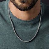 Silber Weizenkette aus Edelstahl für Herren, robuste Halskette mit geflochtener Struktur, maskuliner Herrenschmuck.