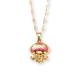 Goldene Quallen Halskette aus wasserfestem Edelstahl mit schimmerndem Anhänger in Lila, Mintblau oder Pink inklusive Halskette.
