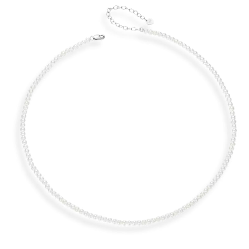 Perlen-Halskette aus 925er Sterlingsilber – klassische Damen Halskette mit eleganter Perle, zeitloser Silberschmuck.