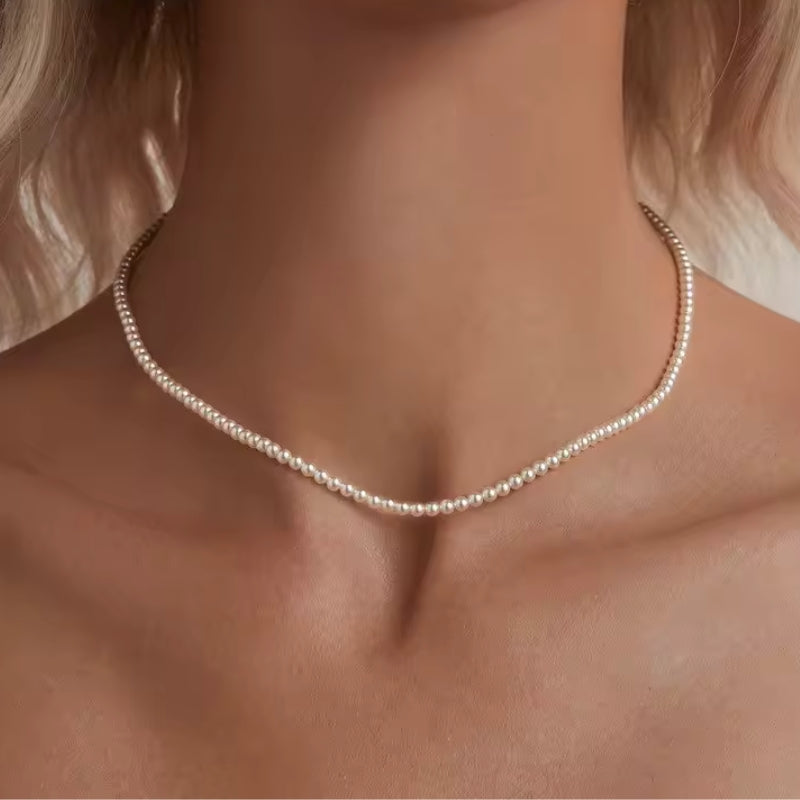 Perlen-Halskette aus 925er Sterlingsilber – klassische Damen Halskette mit eleganter Perle, zeitloser Silberschmuck.