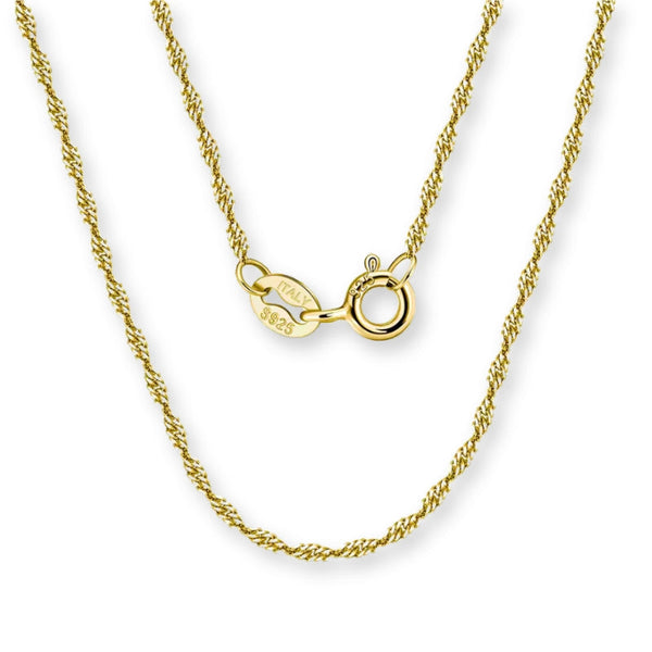 Singapur Gold Halskette aus 925er Sterlingsilber – edles, gedrehtes Design für zeitlose Eleganz. Perfekt als stilvolles Accessoire oder Geschenk. ✨