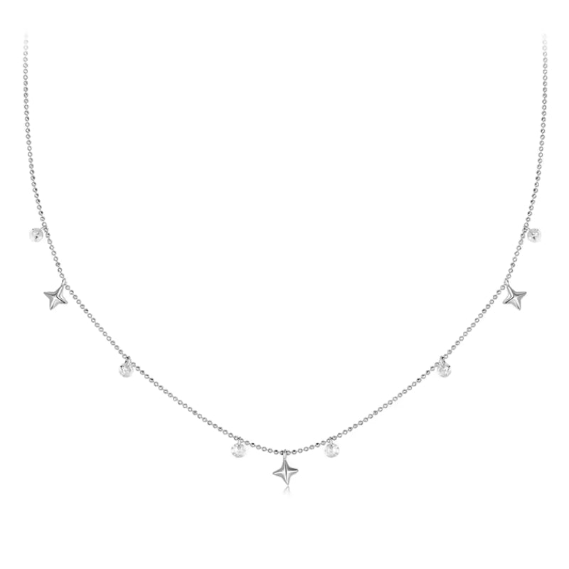 Sternenkette aus 925er Sterlingsilber mit Kristallen – elegante Damen Silber Halskette, zeitloser Halsschmuck.