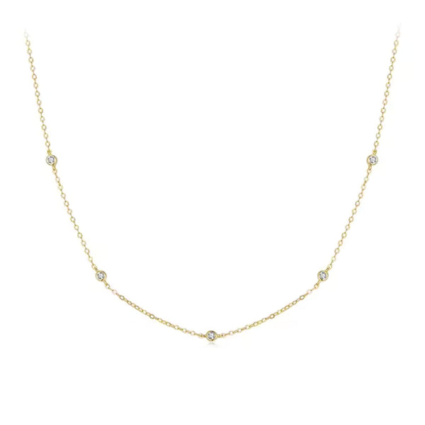 Darling Gold Silber Halskette aus 925er Sterlingsilber mit Kristallen, verstellbar in Gold oder Silber, Geschenk für die Liebste.