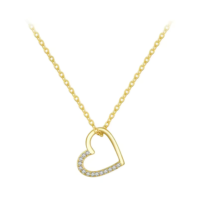 Gold Herz Halskette 925er Sterlingsilber verstellbar 40–45 cm in Gold oder Silber, Geschenk für Ehefrau, Mutter oder Valentinstag.