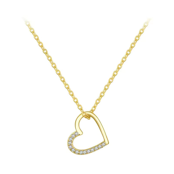 Gold Herz Halskette 925er Sterlingsilber verstellbar 40–45 cm in Gold oder Silber, Geschenk für Ehefrau, Mutter oder Valentinstag.