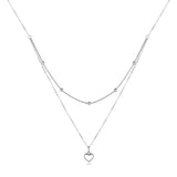 Layering Halskette 925 Sterlingsilber mit Herz Anhänger und Kugelkette, verstellbar in Gold oder Silber, Geschenk für Frau.