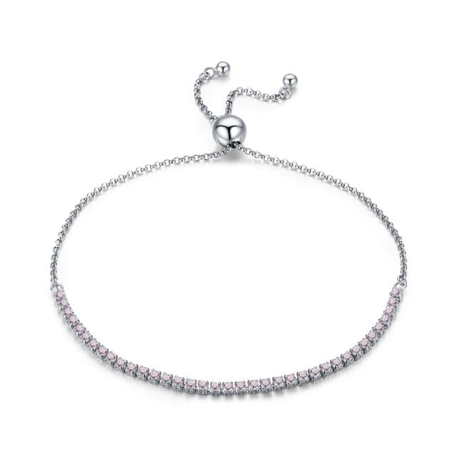 Tennis Armband Deluxe Rosa Zirkonia Kristalle 925 Sterling Silber - FALKENKOENIG SCHMUCK & Piercing Online Shop