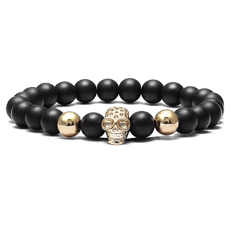 Perlen Armband mit Totenkopf Gold - FALKENKOENIG SCHMUCK & Piercing Online Shop
