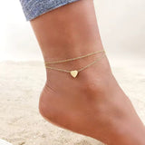 Herzkette Gold Fusskette aus Edelstahl für Damen, elegantes Fußkettchen für Sommer, Strandlook und Alltag, verstellbarer Fußschmuck.
