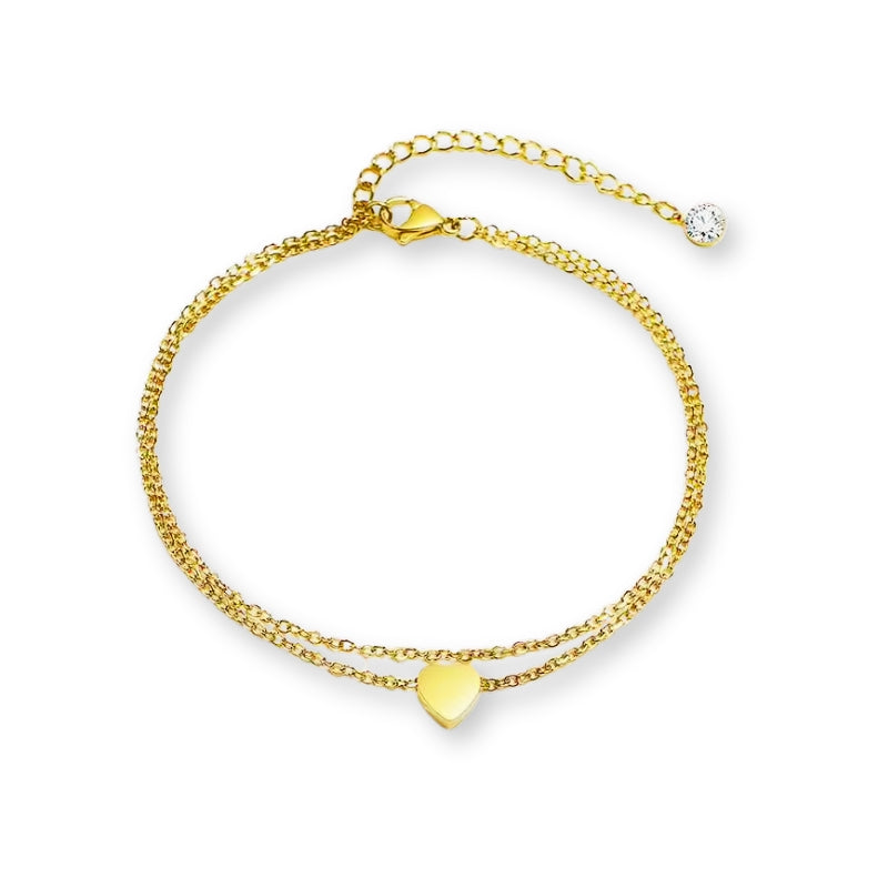 Herzkette Gold Fusskette aus Edelstahl für Damen, elegantes Fußkettchen für Sommer, Strandlook und Alltag, verstellbarer Fußschmuck.