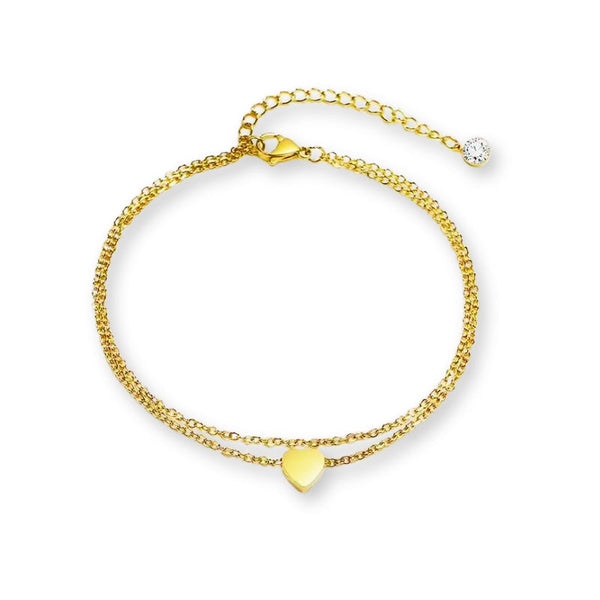 Herzkette Gold Fusskette aus Edelstahl für Damen, elegantes Fußkettchen für Sommer, Strandlook und Alltag, verstellbarer Fußschmuck.
