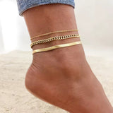 Cuban Fusskette aus Edelstahl für Damen, elegantes Fußkettchen für Sommer, Strandlook und Alltag, verstellbarer Fußschmuck.