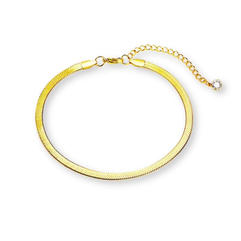 Schlangenkette Gold Fusskette aus Edelstahl für Damen, elegantes Fußkettchen für Sommer, Strandlook und Alltag, verstellbarer Fußschmuck.