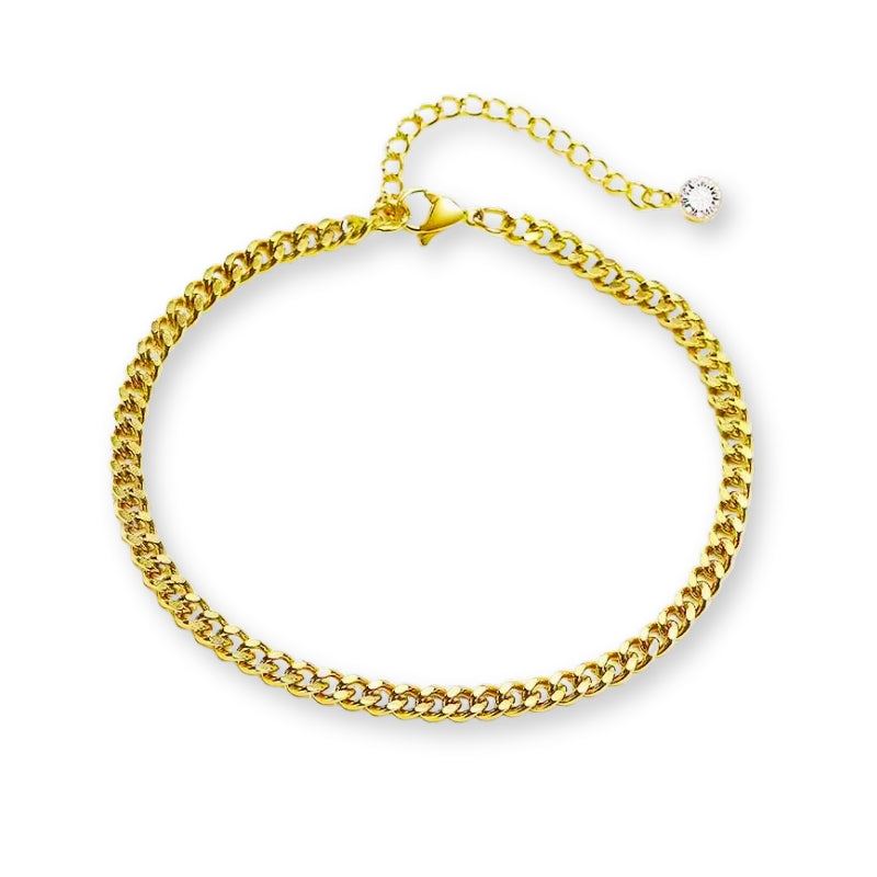 Cuban Gold Fusskette aus Edelstahl für Damen, elegantes Fußkettchen für Sommer, Strandlook und Alltag, verstellbarer Fußschmuck.