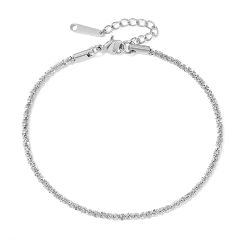 Gypsophila Silber Fusskette aus Edelstahl für Damen, elegantes Fußkettchen für Sommer, Strandlook und Alltag, verstellbarer Fußschmuck.