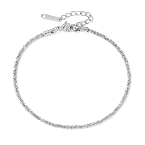Gypsophila Silber Fusskette aus Edelstahl für Damen, elegantes Fußkettchen für Sommer, Strandlook und Alltag, verstellbarer Fußschmuck.