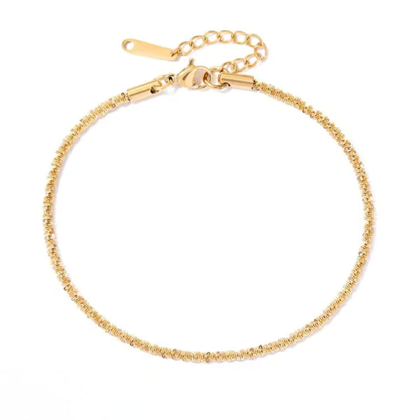 Gypsophila Gold Fusskette aus Edelstahl für Damen, elegantes Fußkettchen für Sommer, Strandlook und Alltag, verstellbarer Fußschmuck.