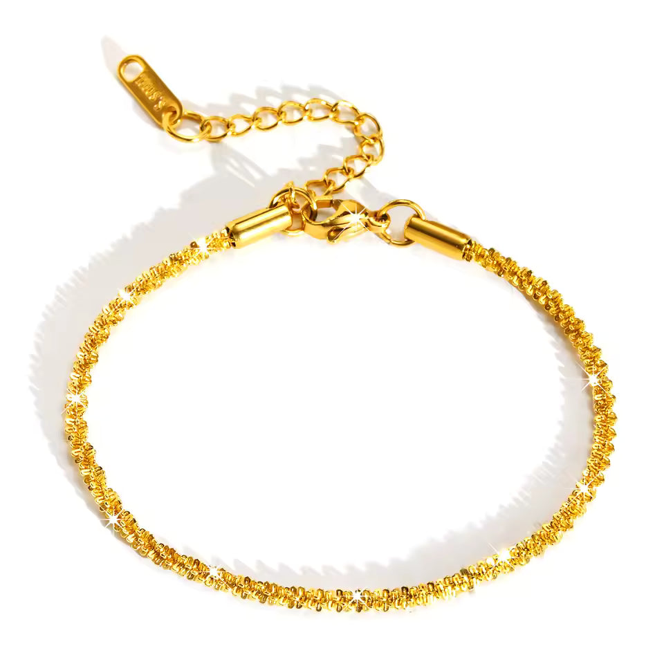 Gypsophila Gold Fusskette aus Edelstahl für Damen, elegantes Fußkettchen für Sommer, Strandlook und Alltag, verstellbarer Fußschmuck.