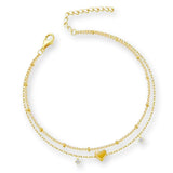 Herzkette Gold Fusskette aus Edelstahl für Damen, elegantes Fußkettchen für Sommer, Strandlook und Alltag, verstellbarer Fußschmuck.