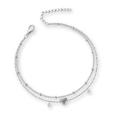 Herzkette Silber Fusskette aus Edelstahl für Damen, elegantes Fußkettchen für Sommer, Strandlook und Alltag, verstellbarer Fußschmuck.
