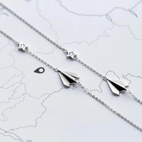 Weltreise Flugzeug Fußkettchen Silber - FALKENKOENIG SCHMUCK & Piercing Online Shop