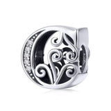 Buchstaben-Charm (Letter-Charm) aus 925er Silber mit Kristallen – Pandora-kompatibler Anhänger, ideal als Initiale, Glücksbringer oder Erinnerung.