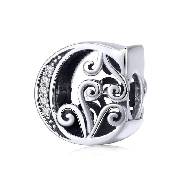 Buchstaben-Charm (Letter-Charm) aus 925er Silber mit Kristallen – Pandora-kompatibler Anhänger, ideal als Initiale, Glücksbringer oder Erinnerung.