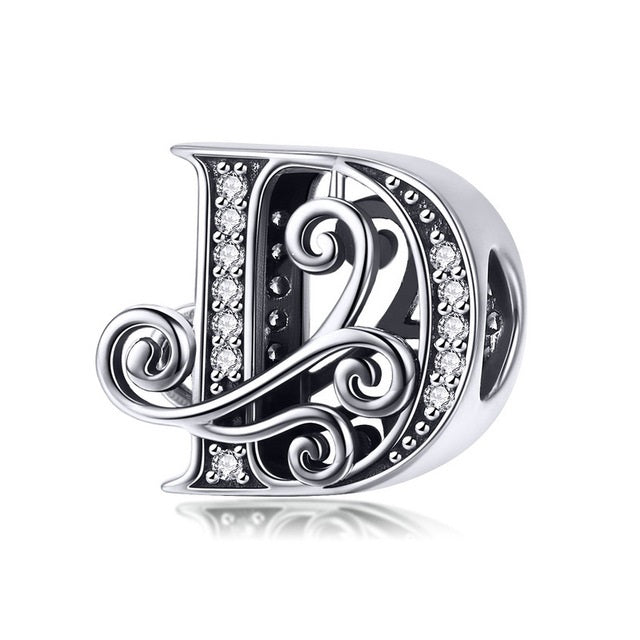 Charm Anhänger Buchstabe A bis Z Sterling Silber Kristall - FALKENKOENIG SCHMUCK & Piercing Online Shop