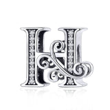 Buchstaben-Charm (Letter-Charm) aus 925er Silber mit Kristallen – Pandora-kompatibler Anhänger, ideal als Initiale, Glücksbringer oder Erinnerung.