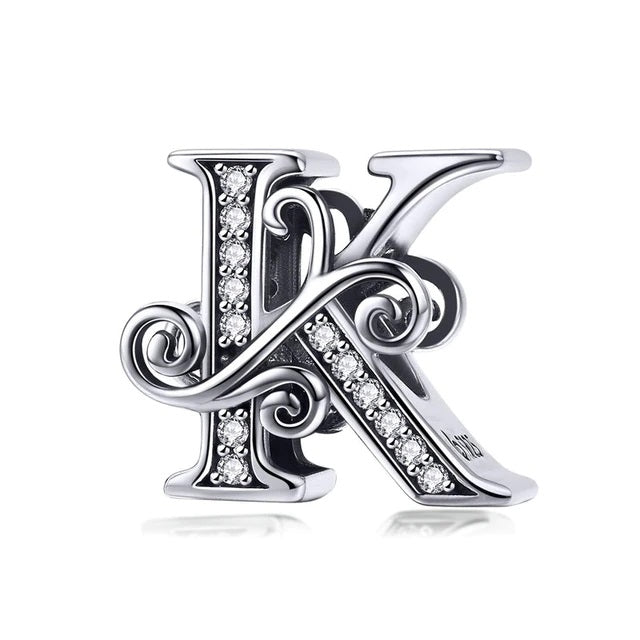 Charm Anhänger Buchstabe A bis Z Sterling Silber Kristall - FALKENKOENIG SCHMUCK & Piercing Online Shop