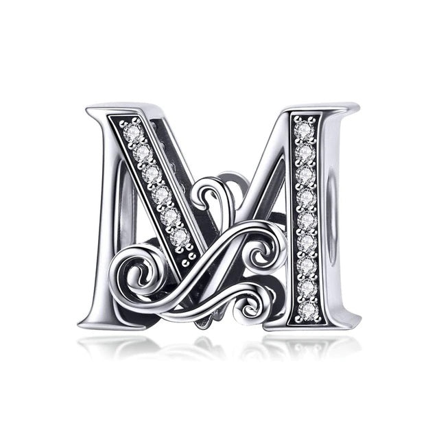 Charm Anhänger Buchstabe A bis Z Sterling Silber Kristall - FALKENKOENIG SCHMUCK & Piercing Online Shop