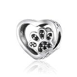 Hundepfote & Katzenpfote Charm Anhänger Herz Sterling Silber - FALKENKOENIG SCHMUCK & Piercing Online Shop