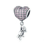 Herzschmuck Charm Anhänger Bär Rosa Herz Sterlingsilber - FALKENKOENIG SCHMUCK & Piercing Online Shop