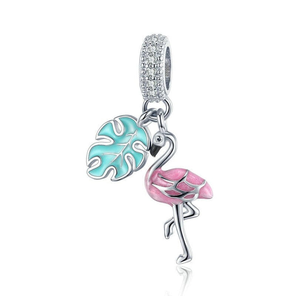 Flamingo Charm Anhänger Sterling Silber Kristall - FALKENKOENIG SCHMUCK & Piercing Online Shop