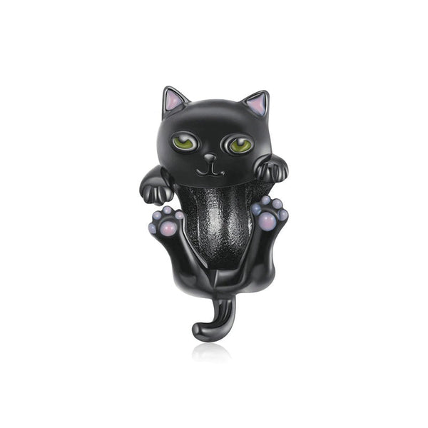 Verspielte schwarze Katze als Charm – baumelnd am Armband, humorvoll & liebevoll gestaltet, ideal für Katzenfans.
