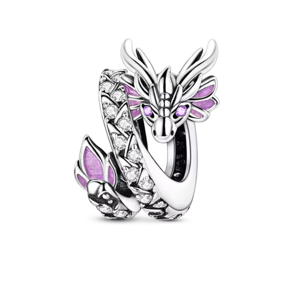 Drachen Charm-Anhänger aus 925er Silber – kraftvoll, mystisch & detailreich gestaltet für dein Charm-Armband.