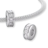 Kristall Stopper Charm aus 925er Silber – funktionaler Schmuckanhänger mit funkelnden Kristallen für Stil, Halt und Eleganz am Armband.
