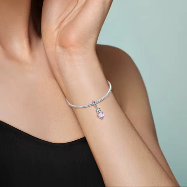 Katze Verspielt Kristall Sterling Silber Charm Anhänger - FALKENKOENIG SCHMUCK & Piercing Online Shop