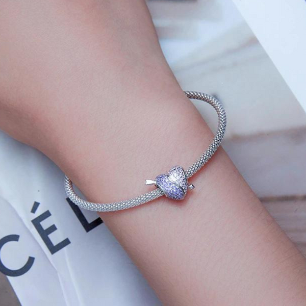 Charm Armband mit Charm Anhänger Herz mit Pfeil, Liebe, Amor - Sterling Silber Kristall - FALKENKOENIG SCHMUCK & Piercing Online Shop