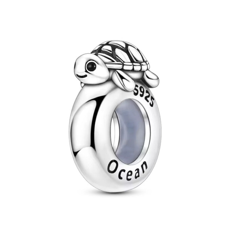 Schildkröten Stopper Charm aus 925er Silber – maritimer Glücksbringer für Ozeanliebhaber, Strandträumer & Reiselustige.