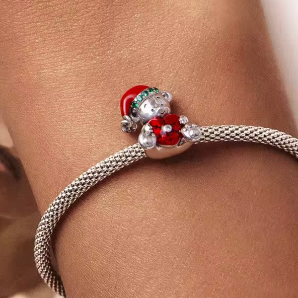 Charms Weihnachts Bärchen mit Mütze und Herz Sterling Silber - FALKENKOENIG SCHMUCK & Piercing Online Shop