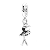 Ballett Tanz Ballerina Charm-Anhänger aus 925er Silber mit Kristallen – tragbar an Armband oder Halskette, elegant & filigran gestaltet.